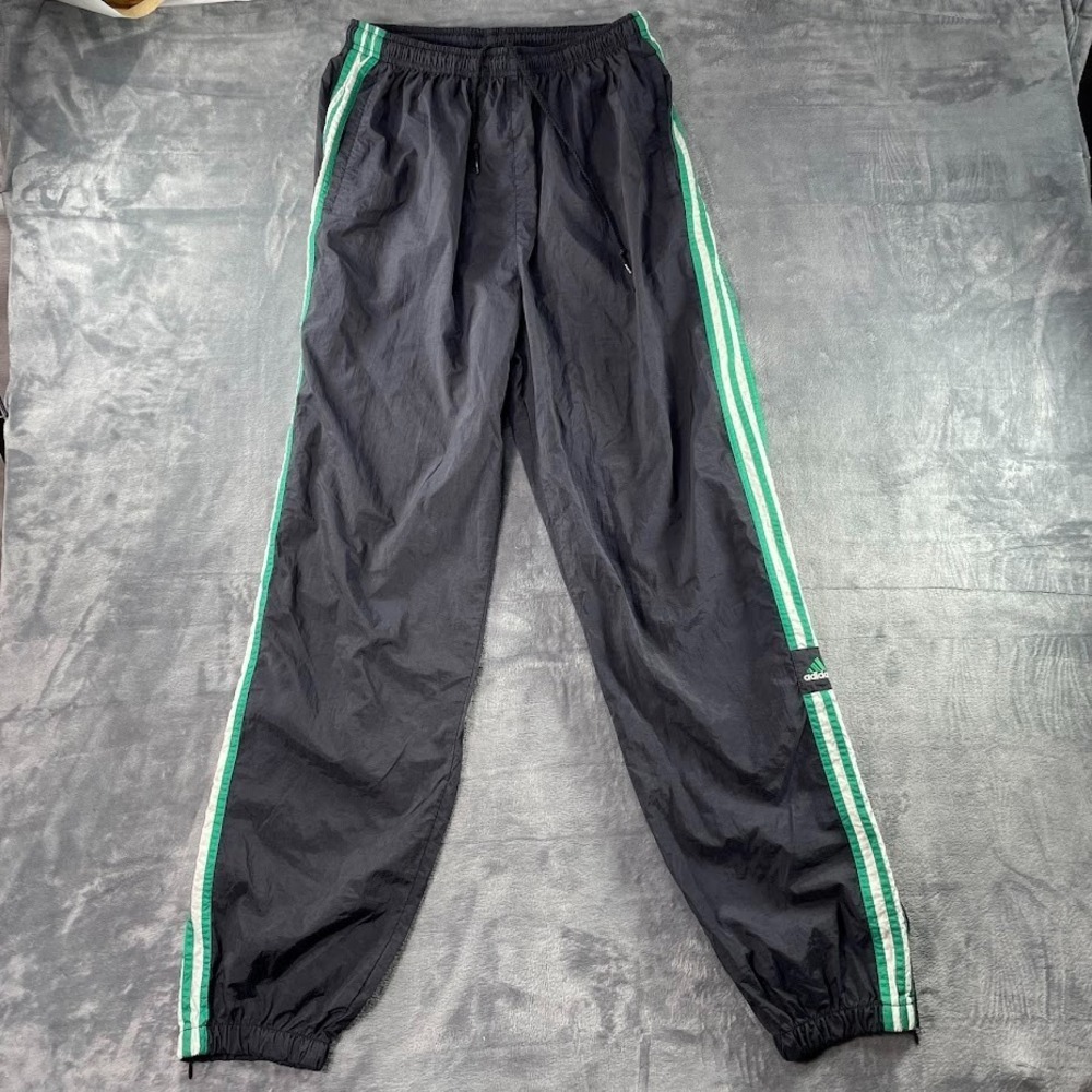 Vtg 90s‎ Adidas Windbreaker Nylon Mens Large Black Track Pants Stretch Ankle Zip